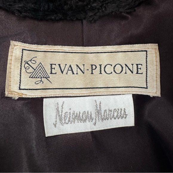 Evan Picone Neiman Marcus Vintage Black Faux Fur Leopard Coat Sz 8 - Picture 9 of 11